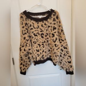 Fuzzy leopard sweater